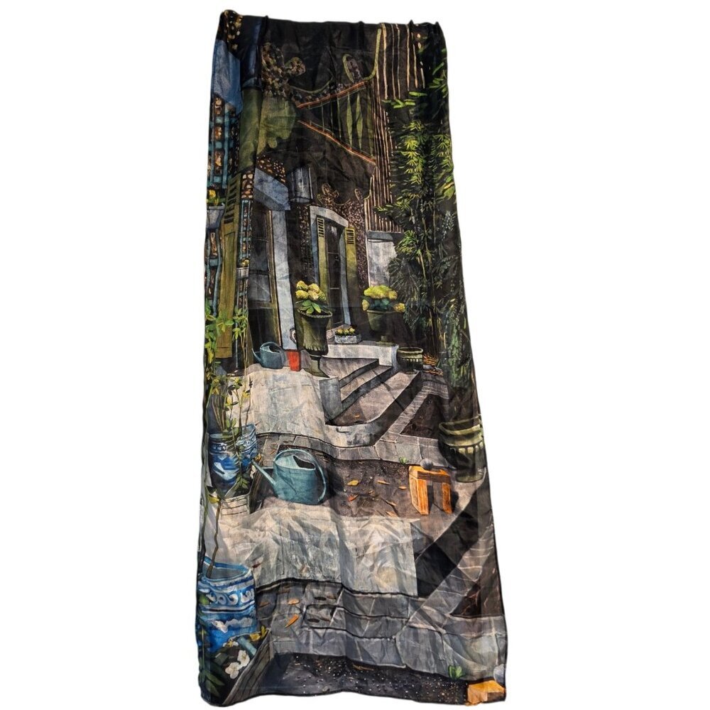 aventures des toiles Silk Scarf Garden Patio Print 70x17in Approximate